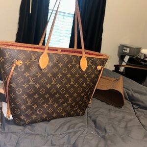 Louis Vuitton Brown Monogram Canvas Tote with Tan Trim